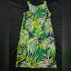 Tiana B. Green and Yellow Leaf Print Dress